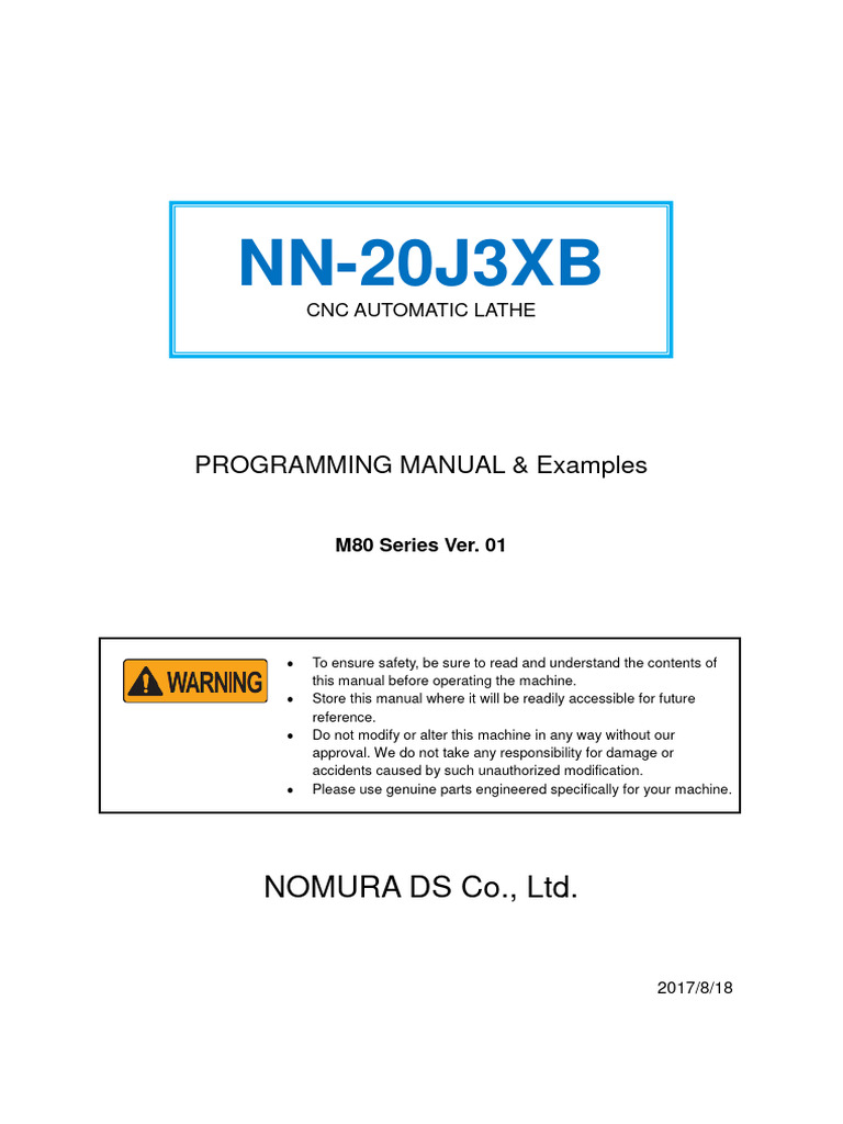 NN-20J3XB CNC Programming Guide | PDF | Screw | Drill