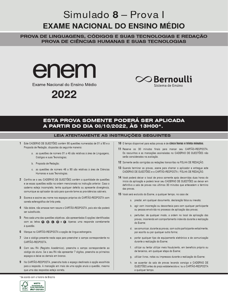 Prova Simulada ENEM 2022 | PDF