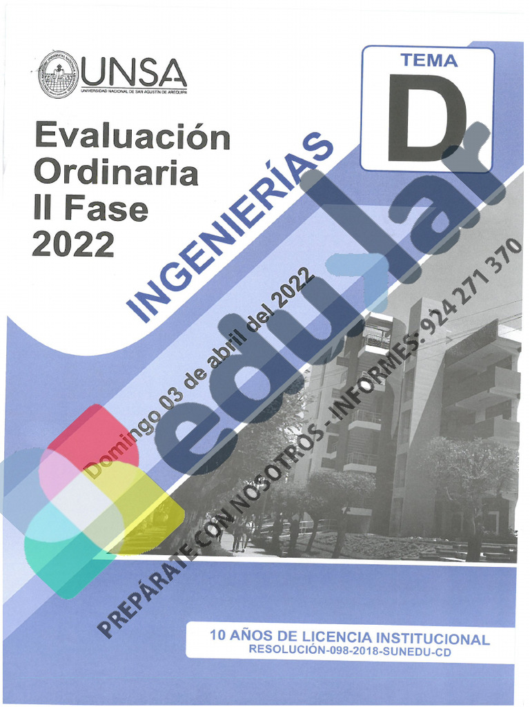 Examen de Admisión Ordinario II Fase 2022 | PDF