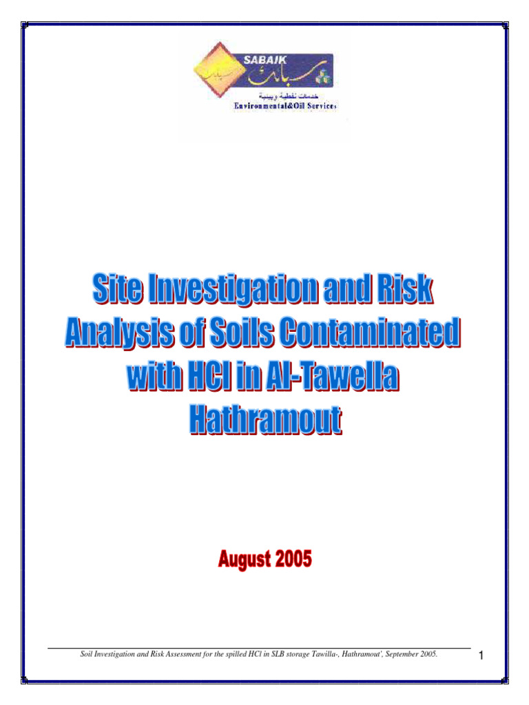 HCl Spill Risk Assessment Report | PDF | Hydrochloric Acid | Soil