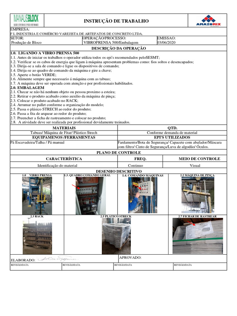 Instrução de Trabalho - Vibro Prensa e Embalagem-Embalagem | PDF ...