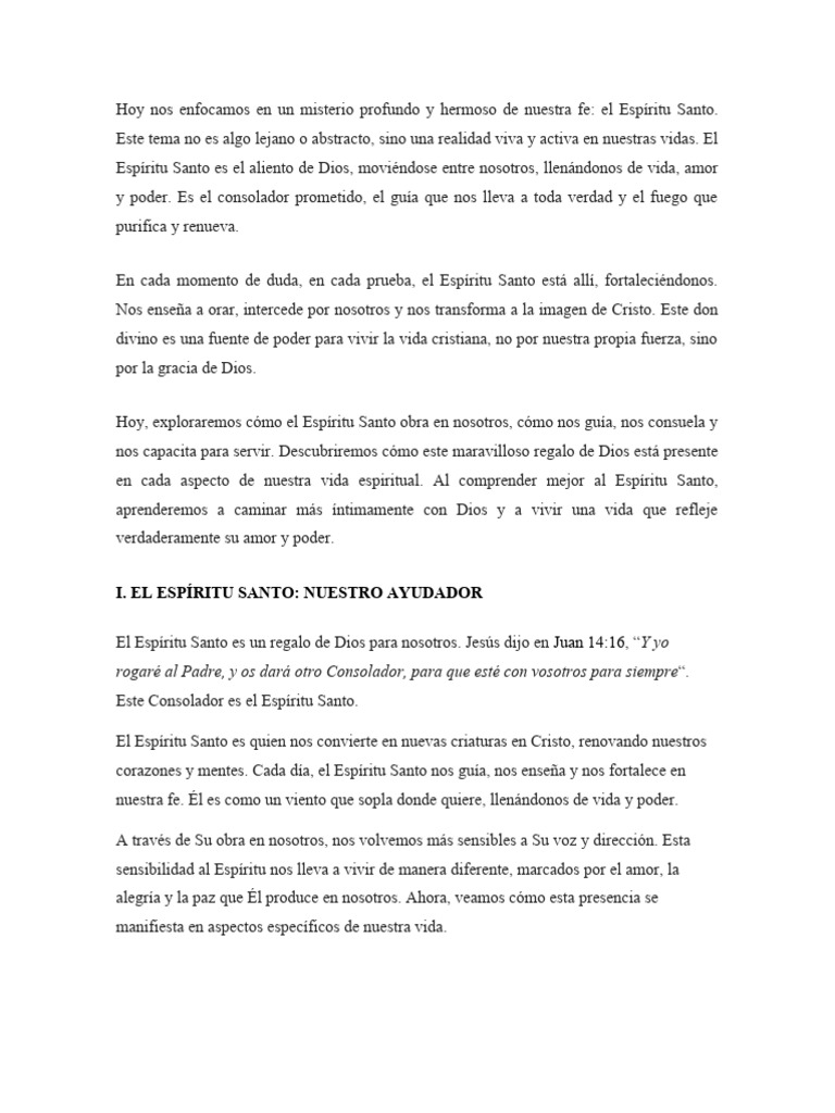El Espiritu Santo | PDF | espíritu Santo | Fe