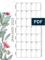 January Calendar 2023 Printable Eucalyptus