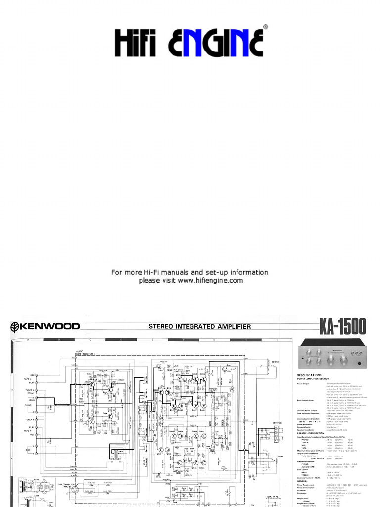Hfe Kenwood Ka-1500 Schematic | PDF