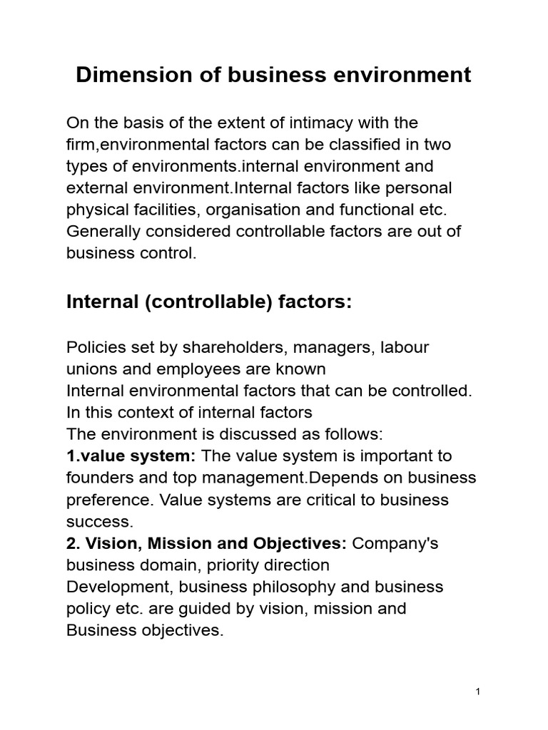 Dimension of Business Environment | PDF | Natural Environment ...