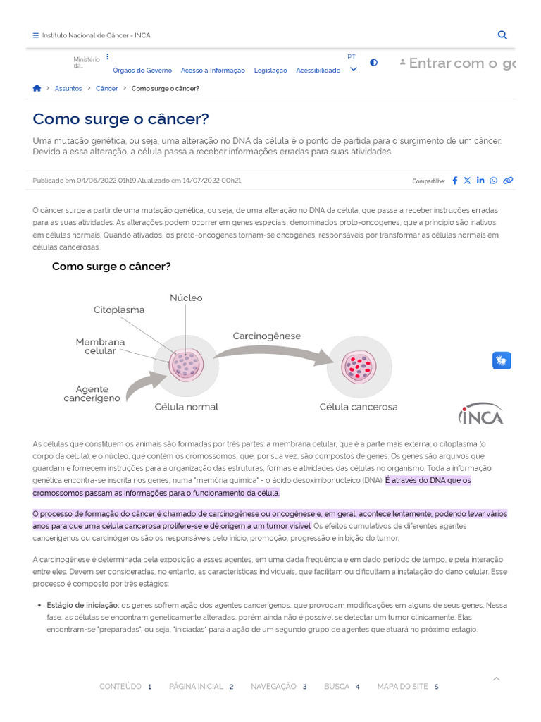 Como Surge o Câncer: Mutação Genética | PDF | Câncer | Carcinogênese