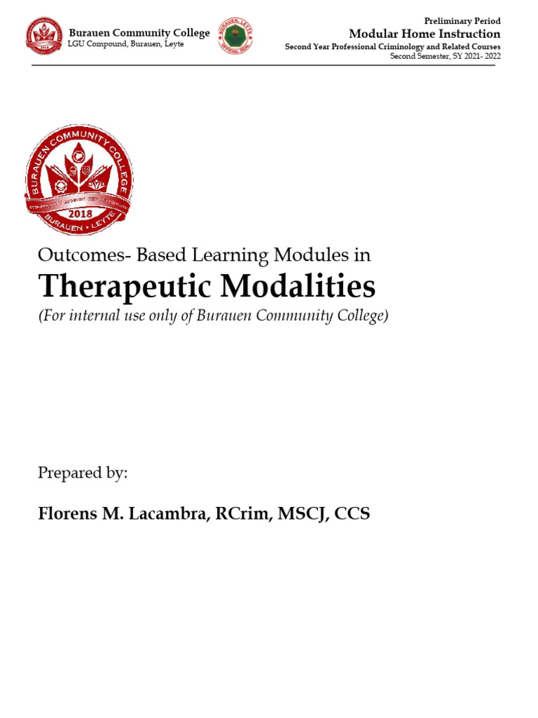 Therapeutic Modalities Prelim 071024 Pdf Probation Prison