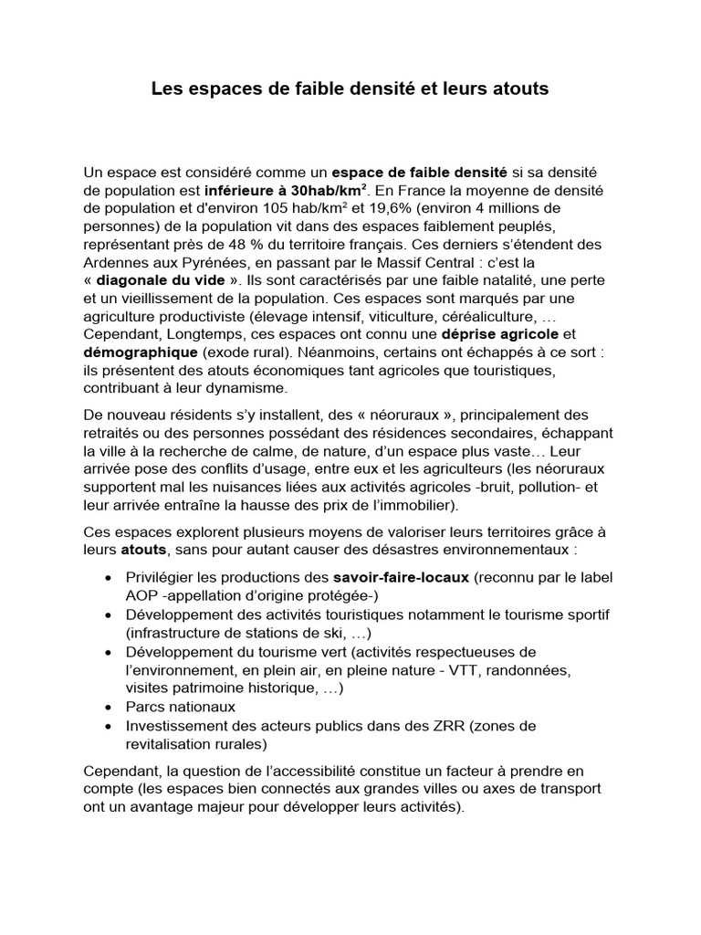 Atouts des espaces de faible densité | PDF | Technologie et ingénierie ...