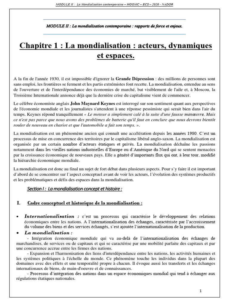 Acteurs et phases de la mondialisation | PDF | Globalisation | Économie