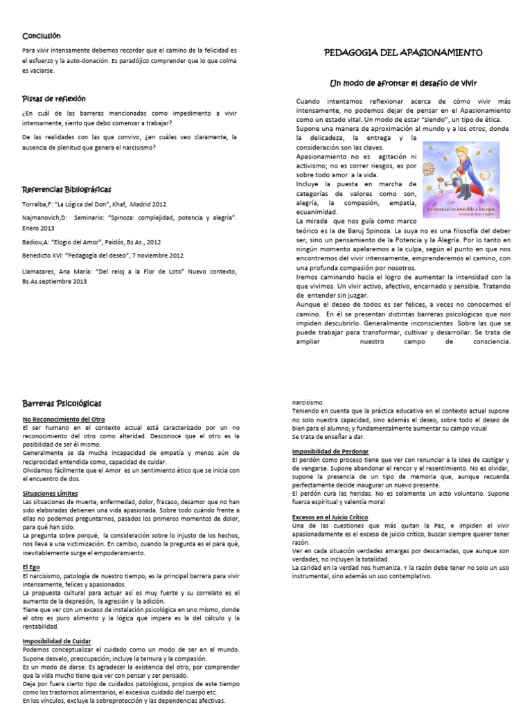 Folleto de Lectura Pedagogía Del Apasionamiento | PDF | Amor | Perdón