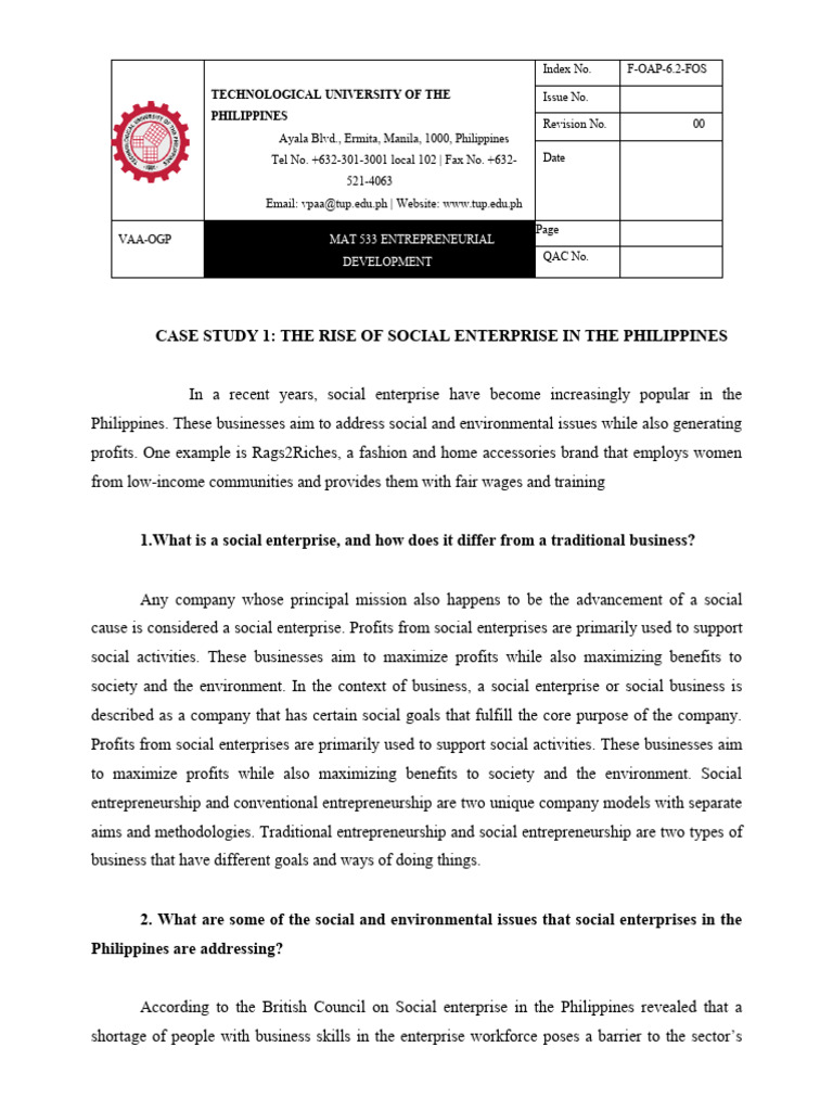 Social Enterprises in the Philippines | PDF | Business | Finance ...
