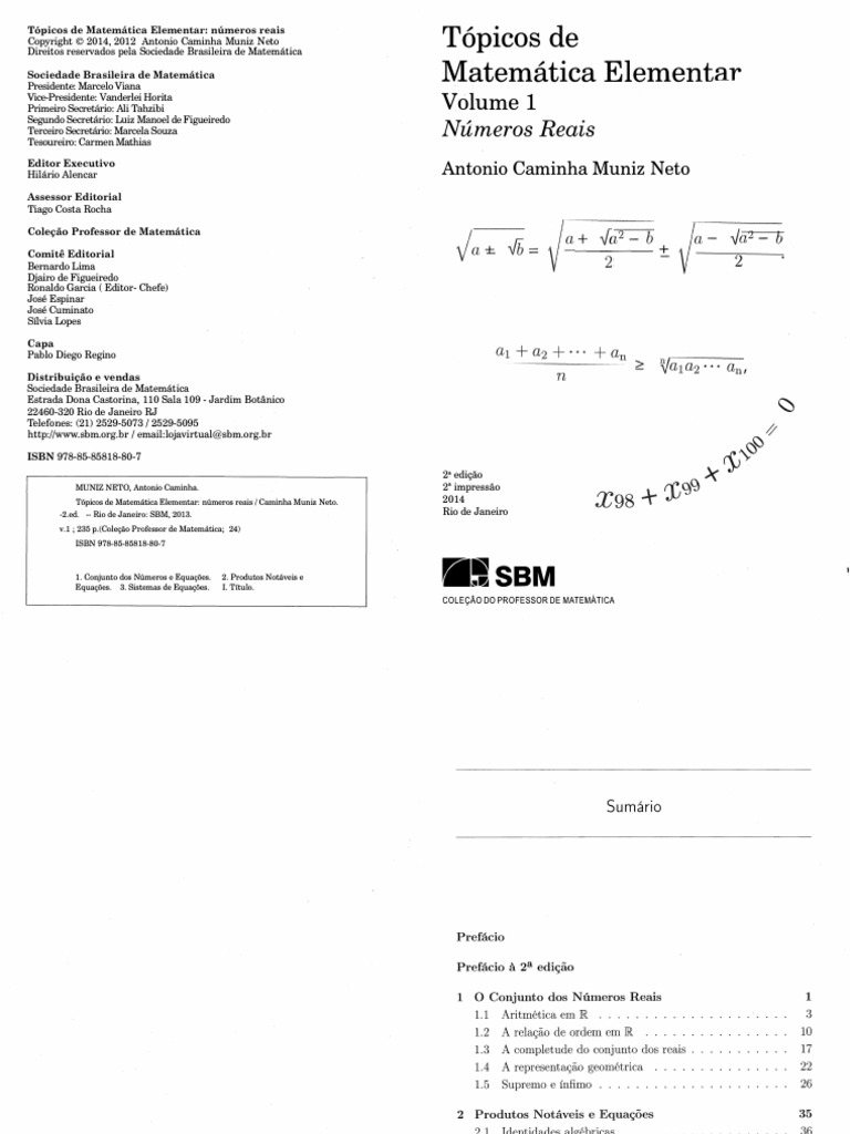 Tópicos de Matemática Elementar Vol. I - Números Reais | PDF | Número ...