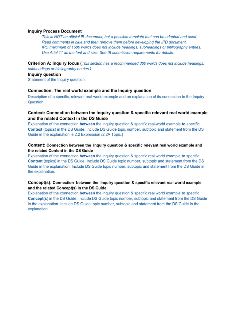 Inquiry Process Document Template | PDF | Cognitive Science | Human ...