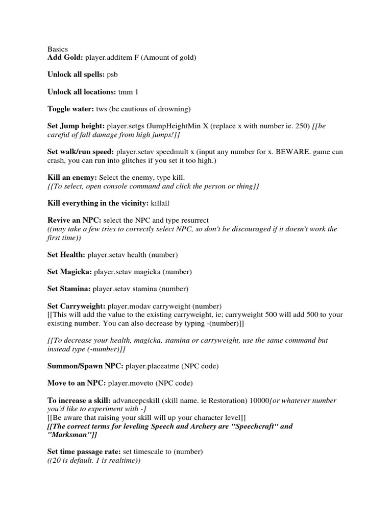 Basics command skyrim pdf beef sword
