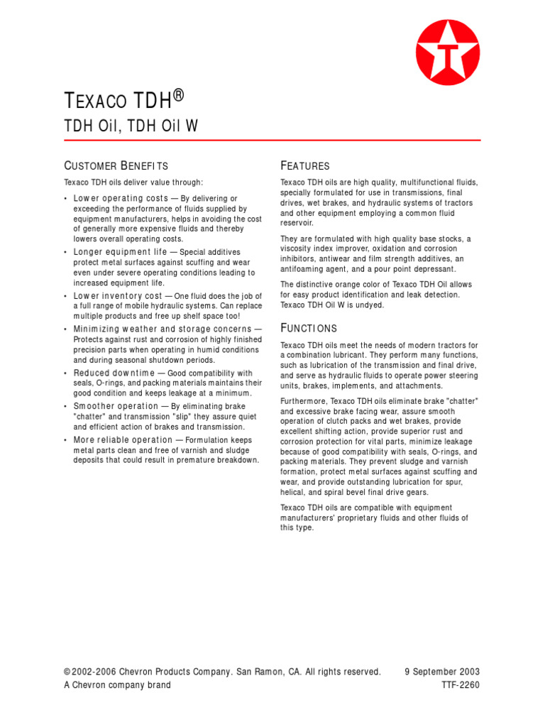 Texaco TDH Oil Download Free PDF Lubricant Leak