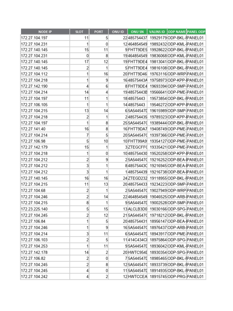 SIP2 Slot and ONU Data Overview | PDF | Technology & Engineering