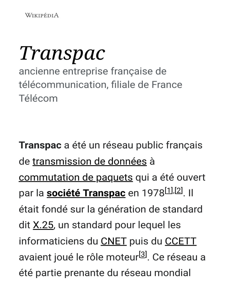 Histoire du réseau Transpac en France | PDF | Technologies de l ...