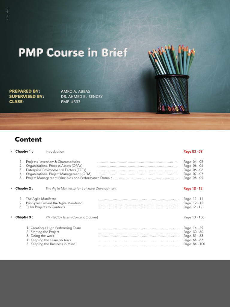 ملخص pmp | PDF | Scrum (Software Development) | Agile Software Development
