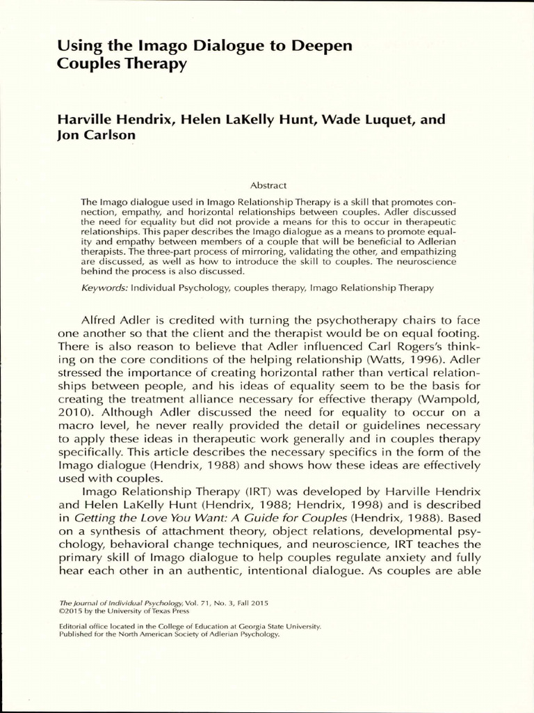 Imago Dialogue in Couples Therapy | PDF | Empathy | Memory