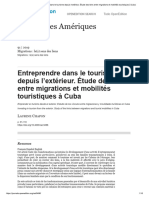 Entreprendre Dans Le Tourisme Depuis L'extérieur. Étude Des Liens Entre Migrations Et Mobilités Touristiques À Cuba