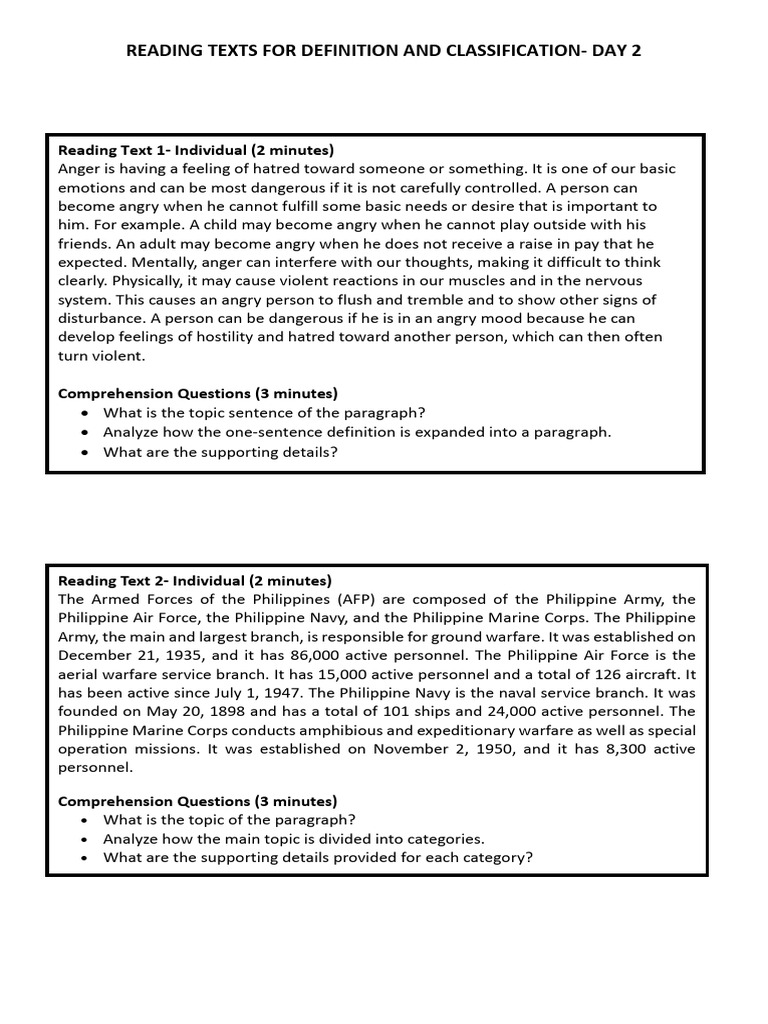 Reading Texts For Definition and Classification | PDF | Anger | Water ...