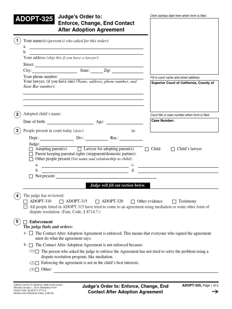 Judge's Order: Adoption Contact Agreement | PDF | Mediation | Judge