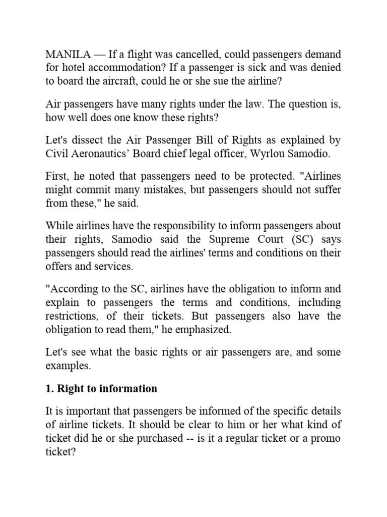 Passenger Rights | PDF | Airlines | Aviation