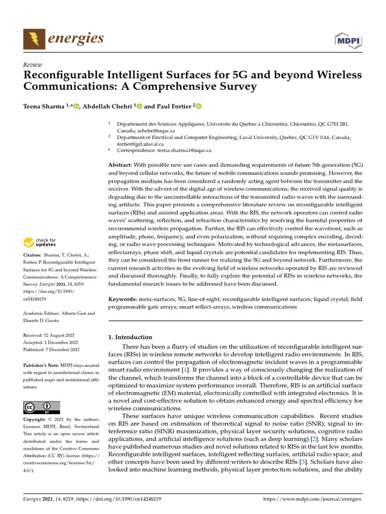 Reconfigurable Intelligent Surfaces For 5G and Beyond Wireless ...