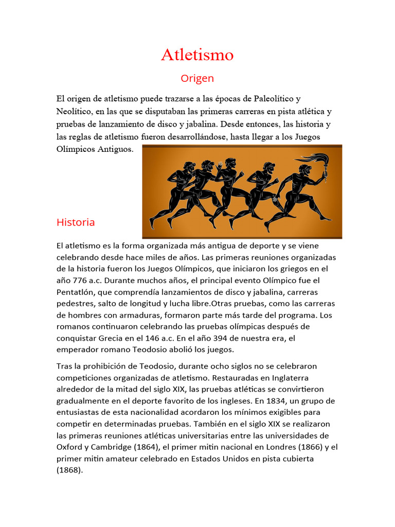 Etimología y evolución del atletismo | PDF | Deporte del atletismo | Deportes