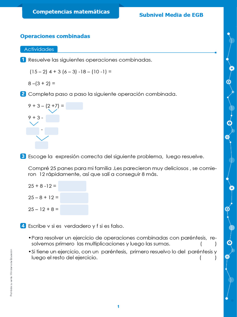 Ejercicios de Operaciones Combinadas para Primaria | PDF | Matemáticas