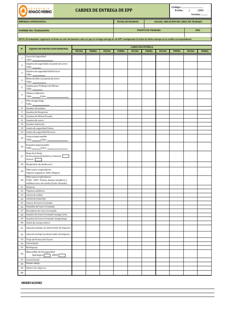 Epp - CARDEX - CIM | PDF | Ropa