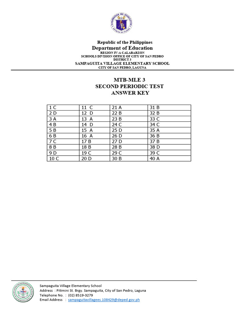 MTB MLE 3 2ND PERIODIC TEST Revised | PDF