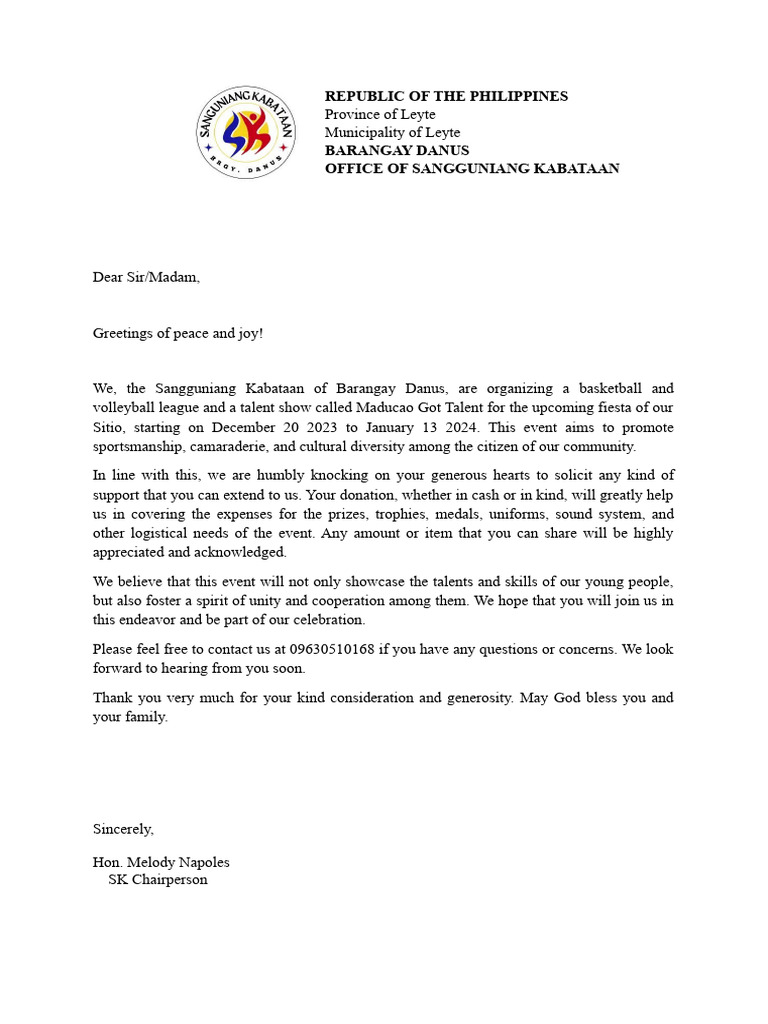 SK Solicitation Letter PDF