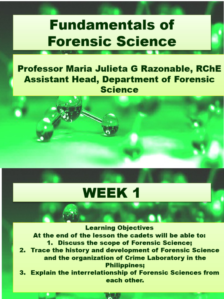 Week 1and 2 powerpoint fundamentals of forensic science pdf