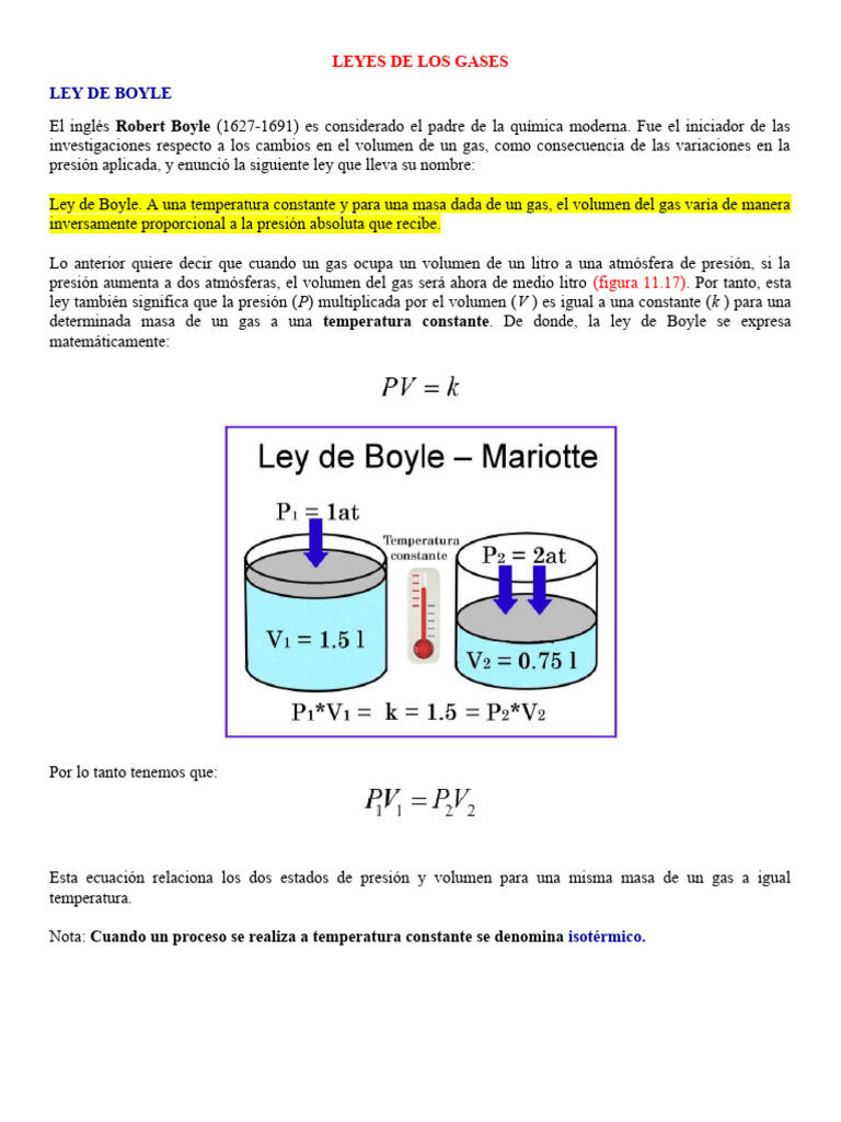 Leyes de los Gases: Boyle, Charles y Gay-Lussac | PDF | Gases | Temperatura