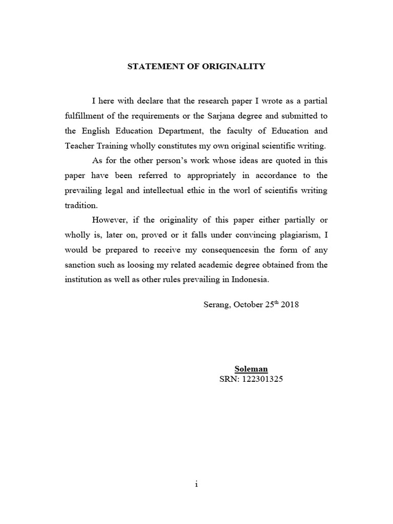 Whats Website Statement Of Originality