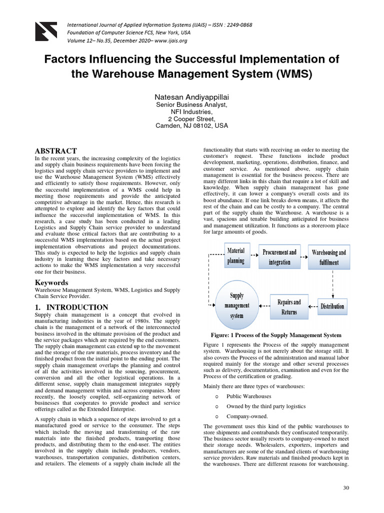 Key Factors for WMS Implementation Success | PDF | Warehouse | Logistics