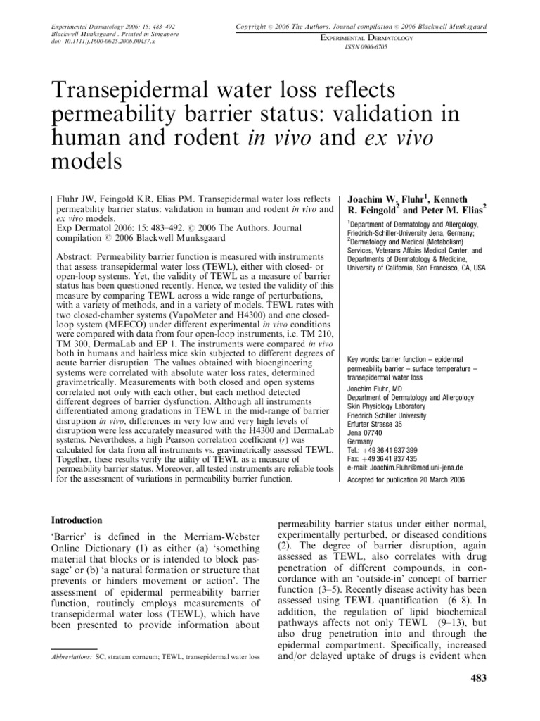 TEWL Validation | PDF | Humidity | Evaporation