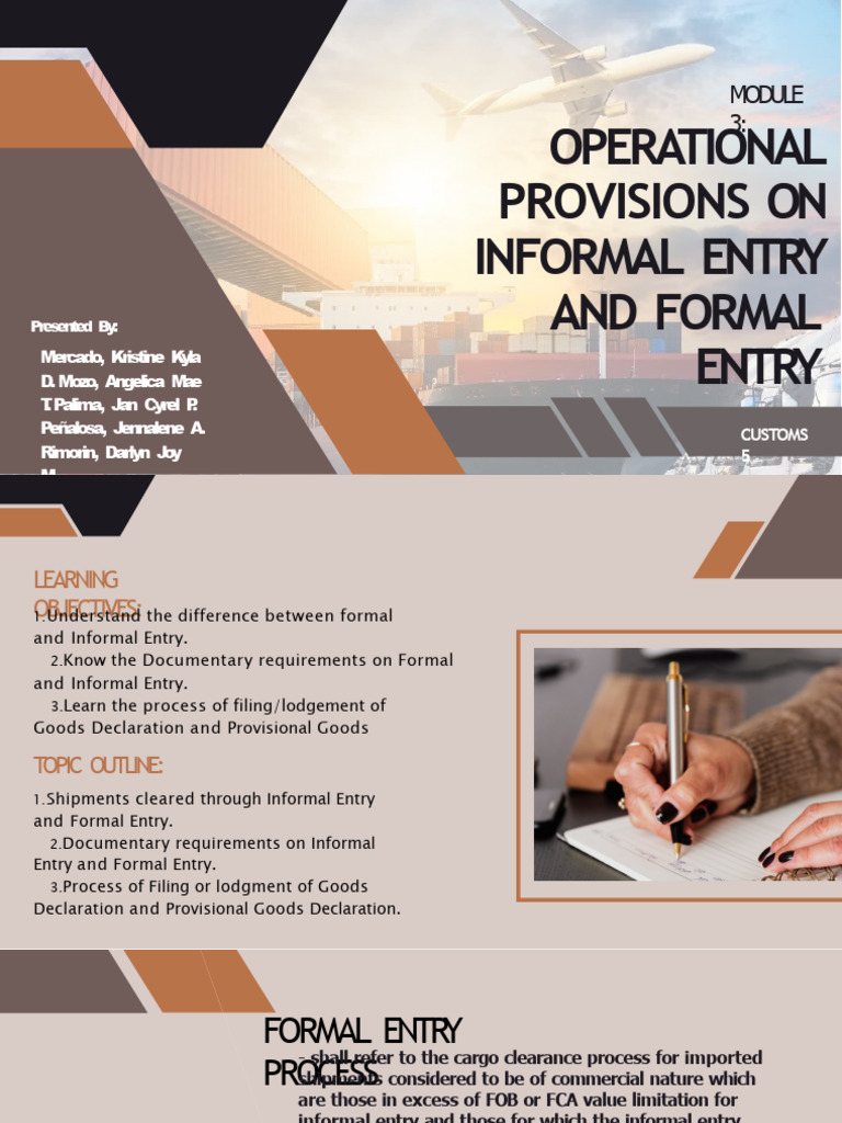 Formal vs Informal Entry Processes | PDF | Customs | Economies