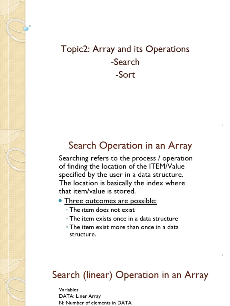 Topic 2b - Array and Its Operations (Search and Sort) | PDF