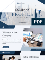 Blue and White Geometric Company Profile Presentation