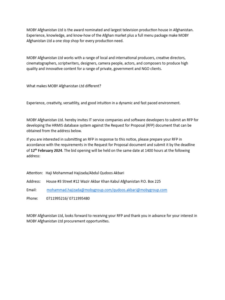 Procurement Notice - HRMIS Database System - Docxp | PDF