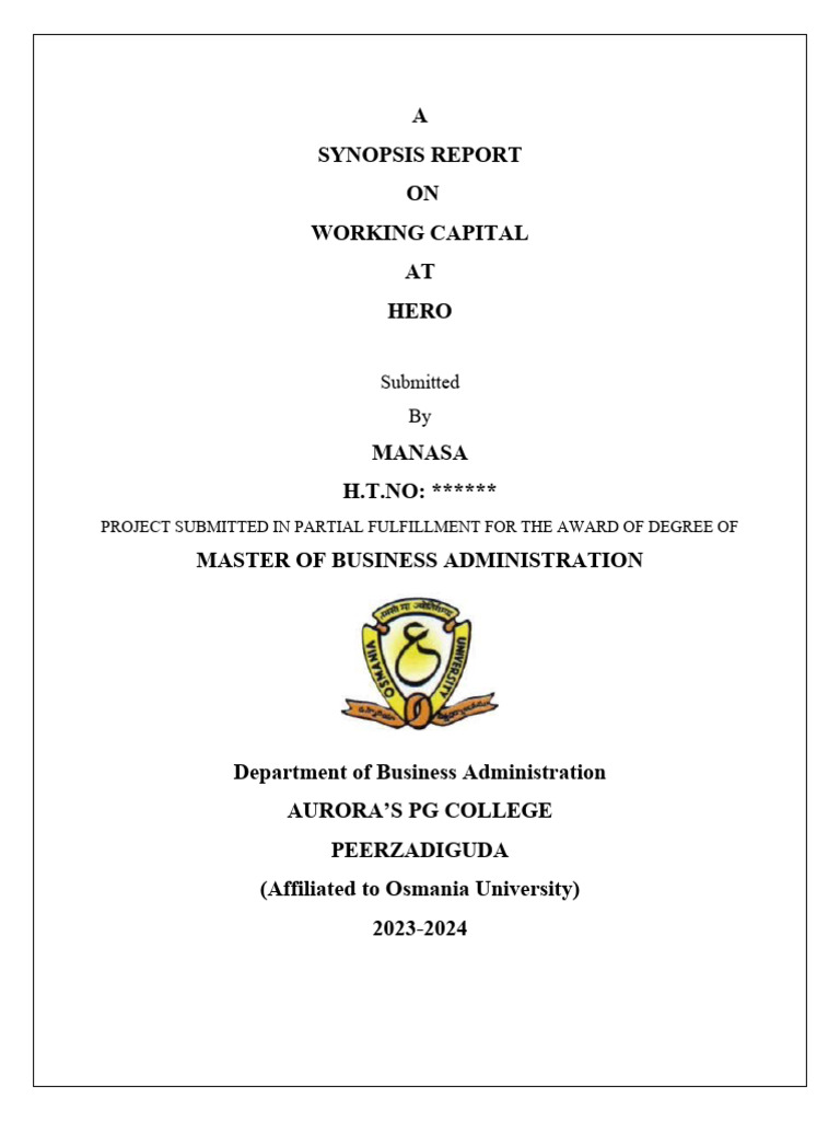 Manasa Working Capital Hero Pdf