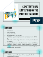 Constitutional Limitations On The Power of Taxation