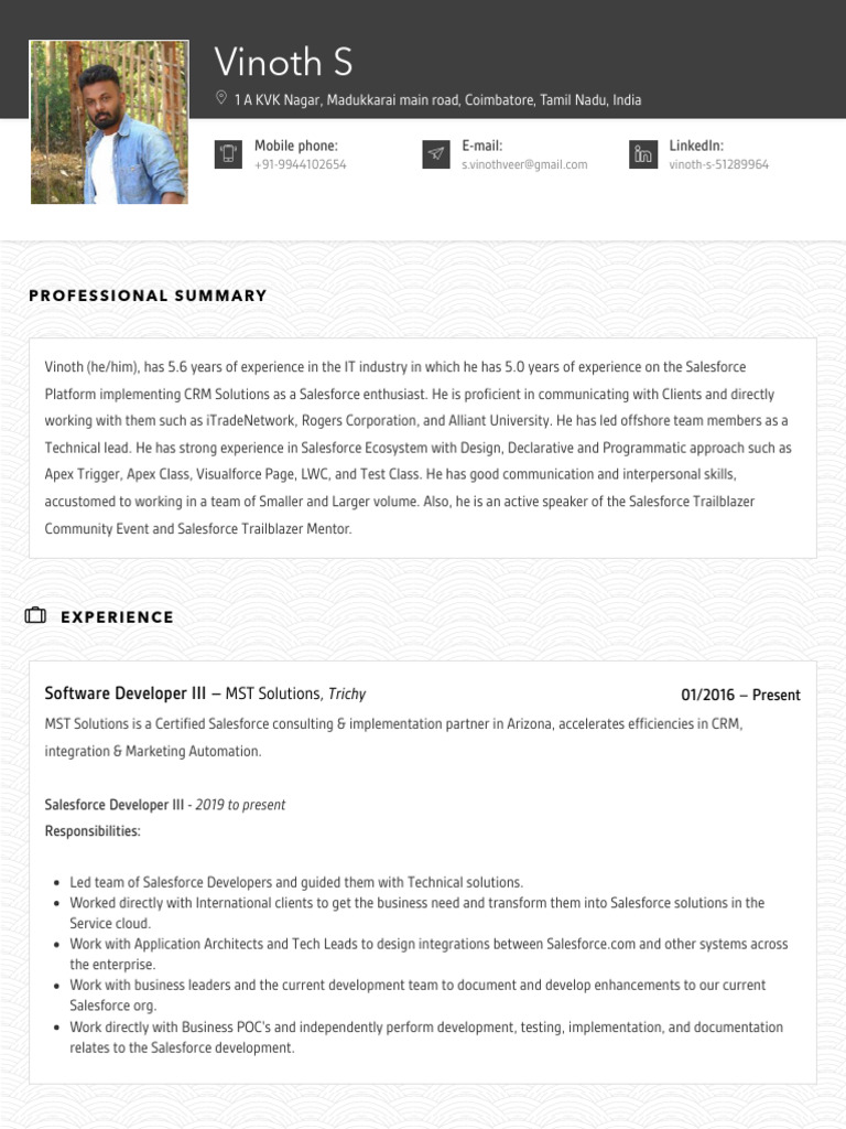Vinoth - Salesforce Developer | PDF | Software Engineering ...