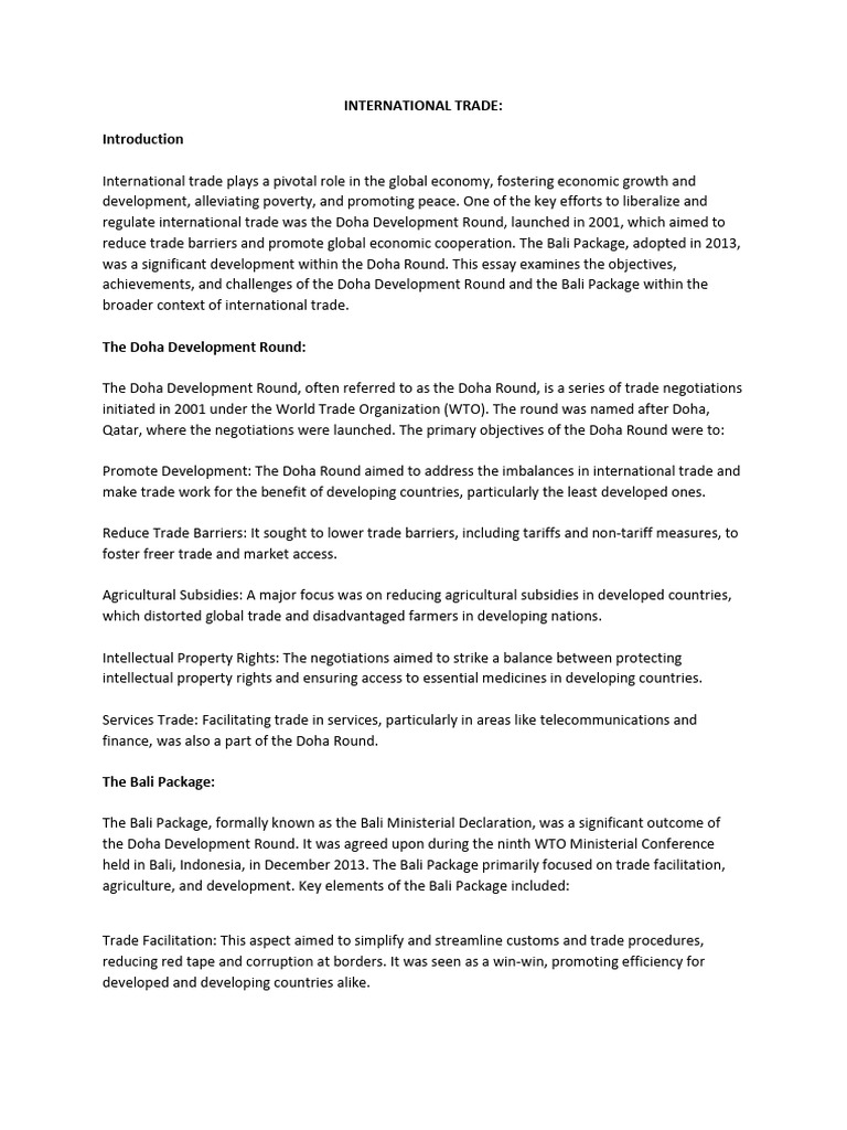 International Trade | PDF | Doha Development Round | World Trade ...