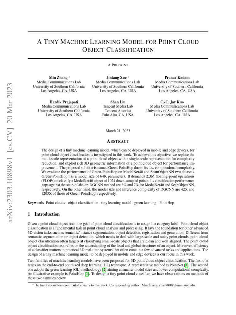 Tiny ML Model for Point Cloud Classification | PDF | Computer Vision ...