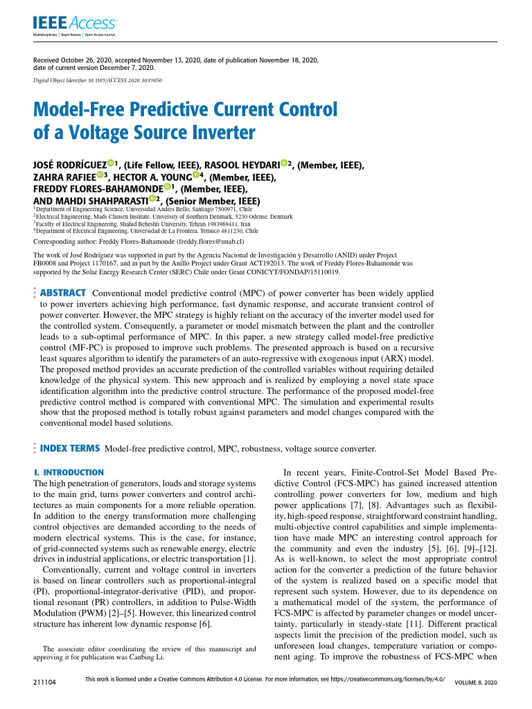 Model-Free Predictive Control for Inverters | PDF
