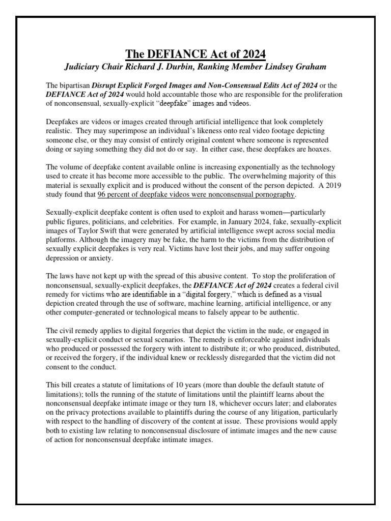 Defiance Act of 2024 PDF Justice Crime & Violence