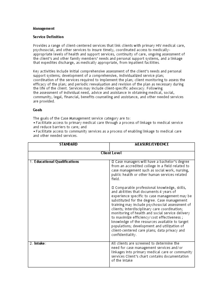 Comprehensive HIV Case Management Services | PDF | Health Care | Health ...
